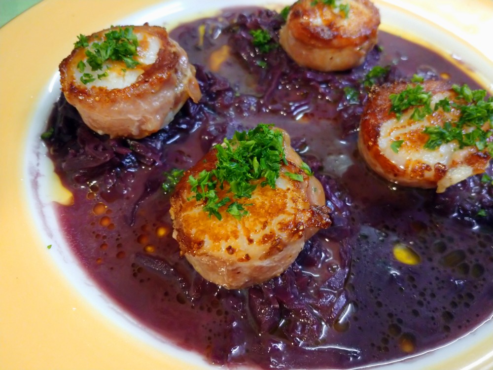 帆立貝のハム巻きソテー